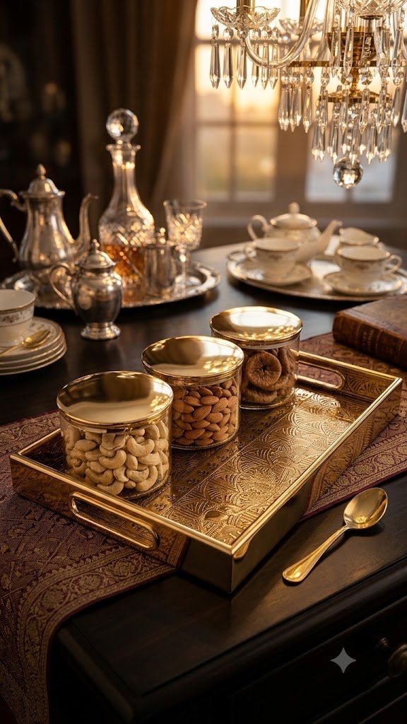 Royal Luxe Dry Fruit Set – 1 Tray & 6 Aiirtight Jars 350gm